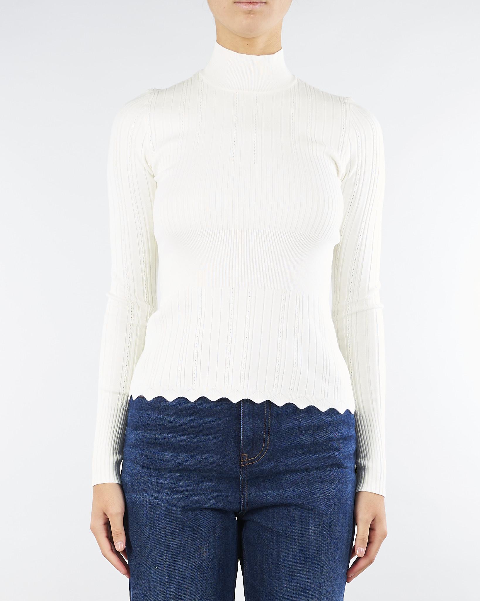 Maglia lupetto Panna a coste con smerli TT3221 282 TWIN SET 