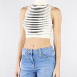 Top Burro-Nero in maglia a righe dégradé TK70S61E2 E84 ELISABETTA FRANCHI 