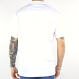 T-shirt Bianco in cotone mercerizzato con ricamo rosa sul petto