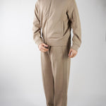 Felpa Beige full zip in double jersey con banda logata EM005222AF10013 U6107 EMPORIO ARMANI 