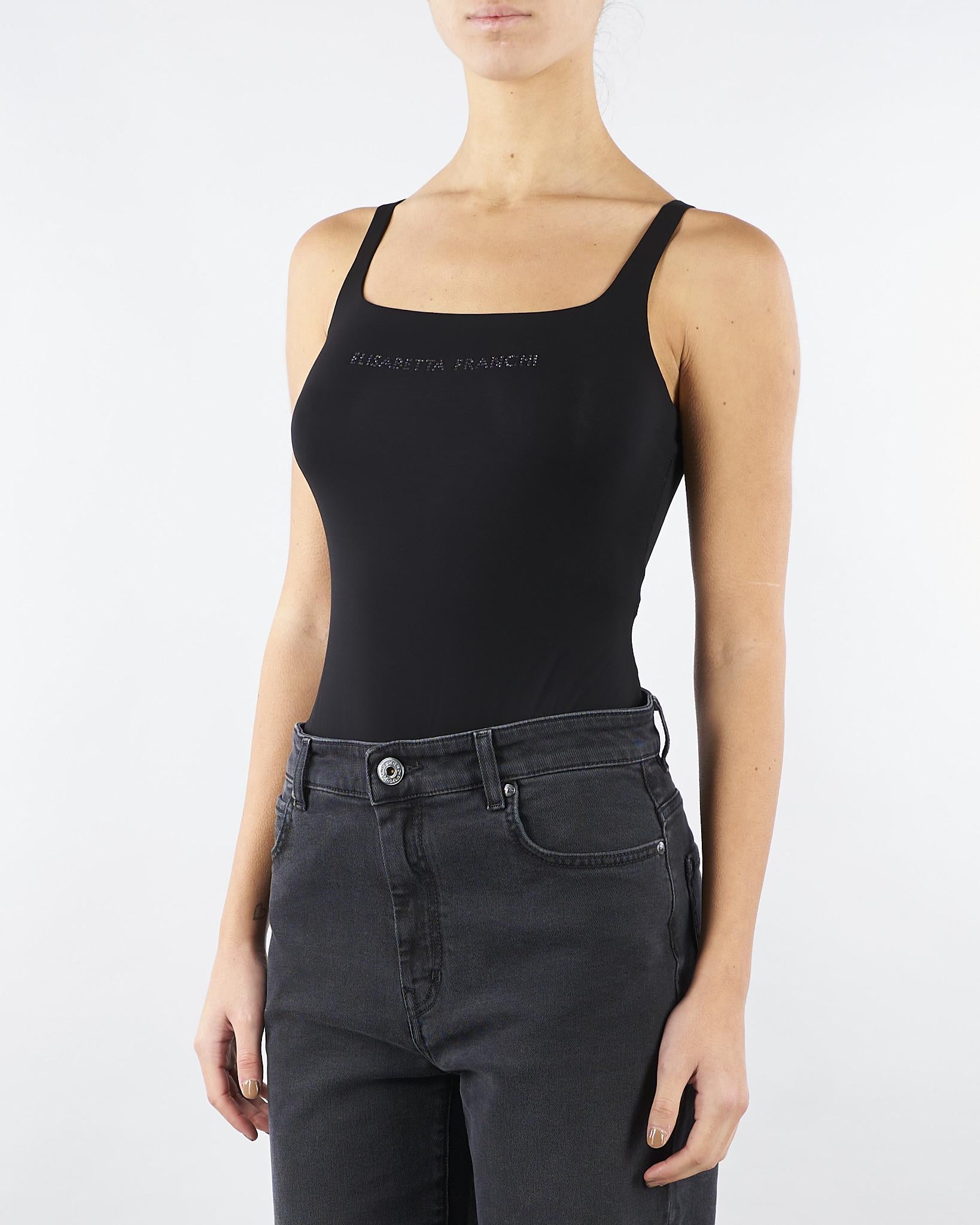 Body Nero in jersey con logo in strass BO02350E3 110 ELISABETTA FRANCHI 