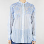 Camicia Azzurro a righe con pizzo ricamato D48EK020ES3 MFB33 ERMANNO BY ERMANNO SCERVINO 