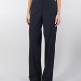 Pantalone lungo a gamba dritta in fresco di lana stretch