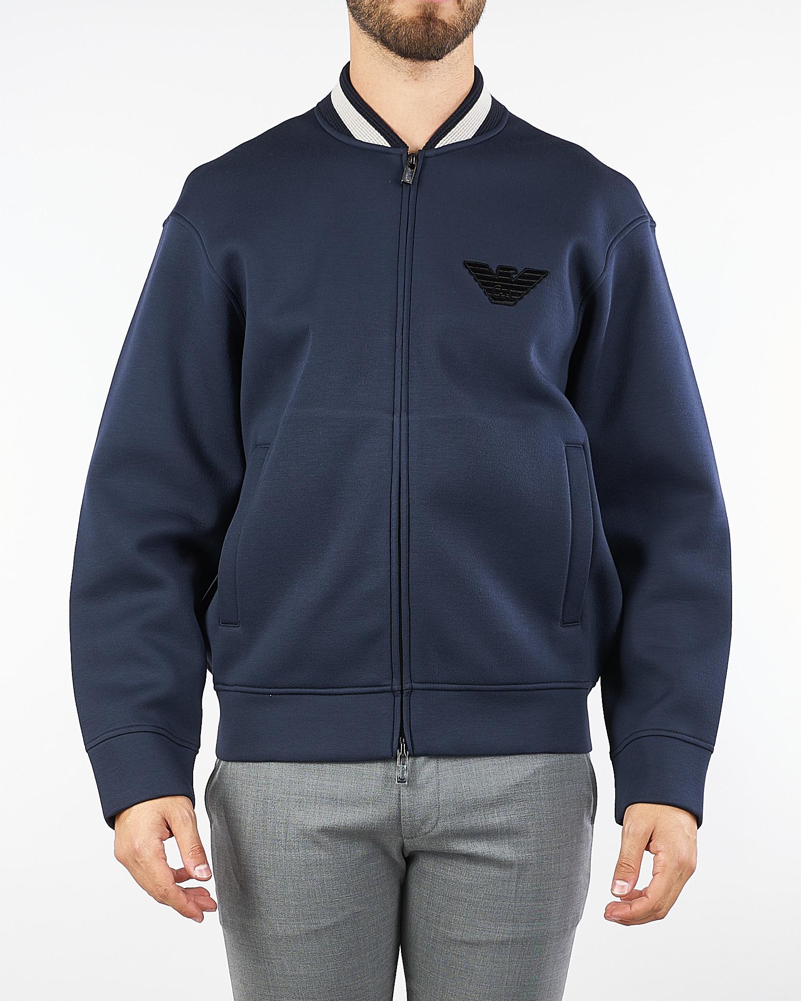 Bomber Blu in double jersey con ricamo logo EM002877AF175452 UB118 EMPORIO ARMANI 