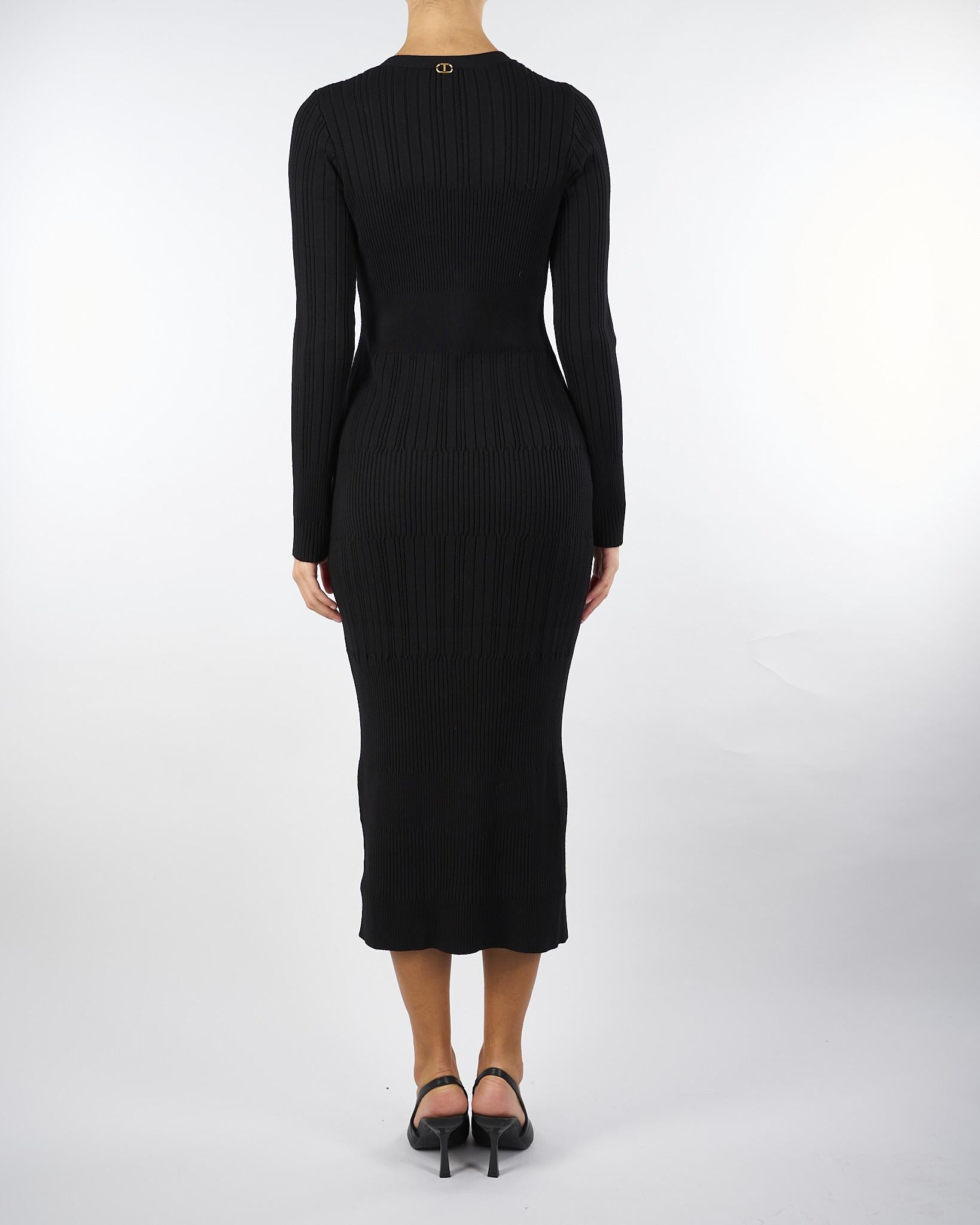 Abito Nero in maglia jacquard TT3222 6 TWIN SET 