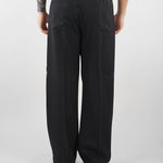 Pantalone Nero in tessuto fluido con gamba e fondo ampio PA3696 9 I'M BRIAN 