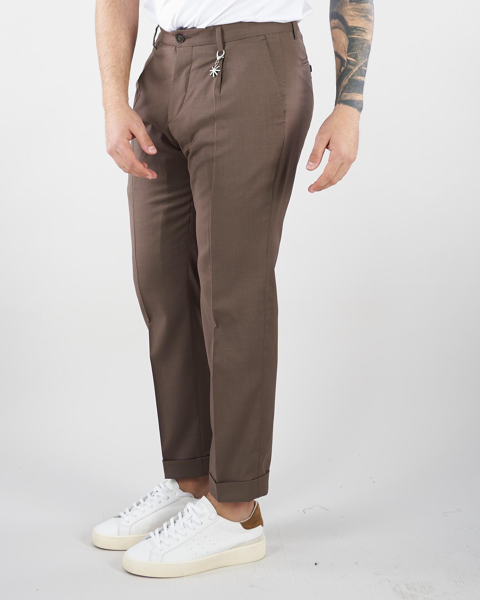 Pantalone Chino Tortora in fresco di lana 4032P1658260000 29 MANUEL RITZ 