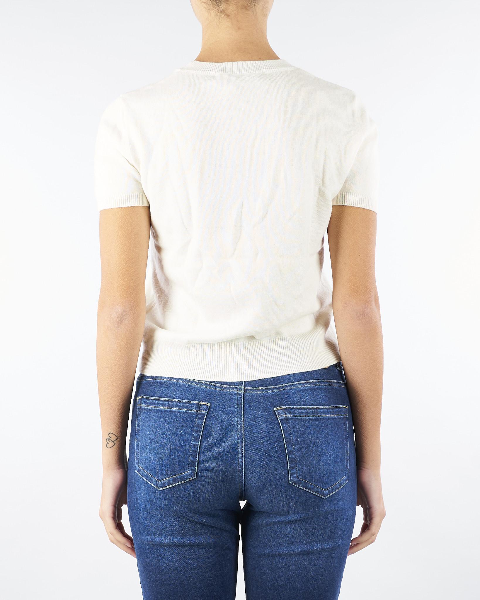 Maglia Panna in misto lana con maniche corte RI5NT047 1041 ICONA 