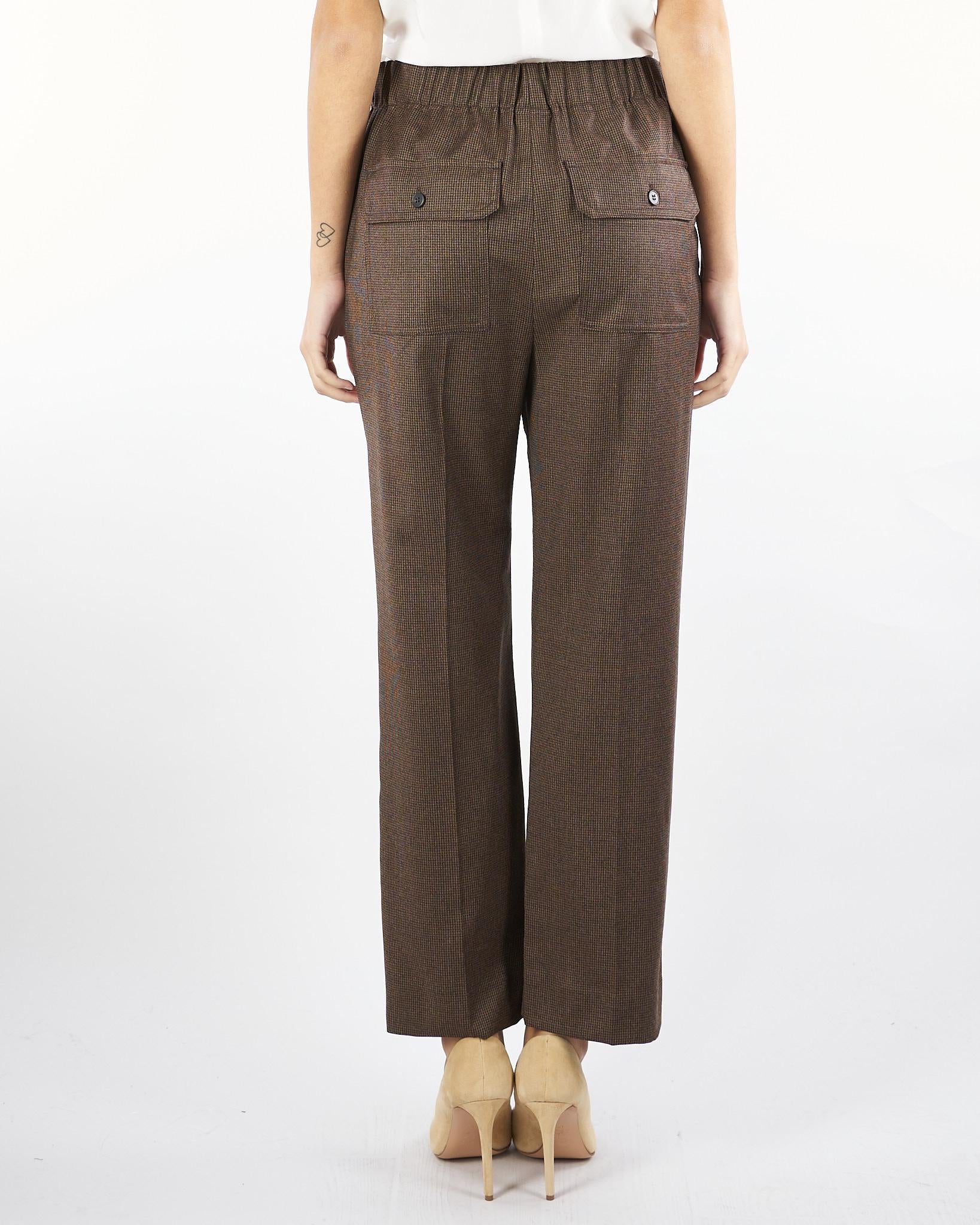 Pantalone Marrone in flanella di lana HATELEY 44 MAX MARA WEEKEND 