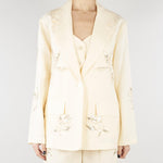 Giacca Ecru in lino con ricamii in paillettes SP5NT051 1004 ICONA 