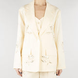 Giacca Ecru in lino con ricamii in paillettes SP5NT051 1004 ICONA 