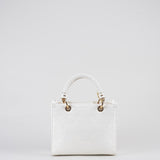 Borsa Tote Avorio piccola in jacquard con charms