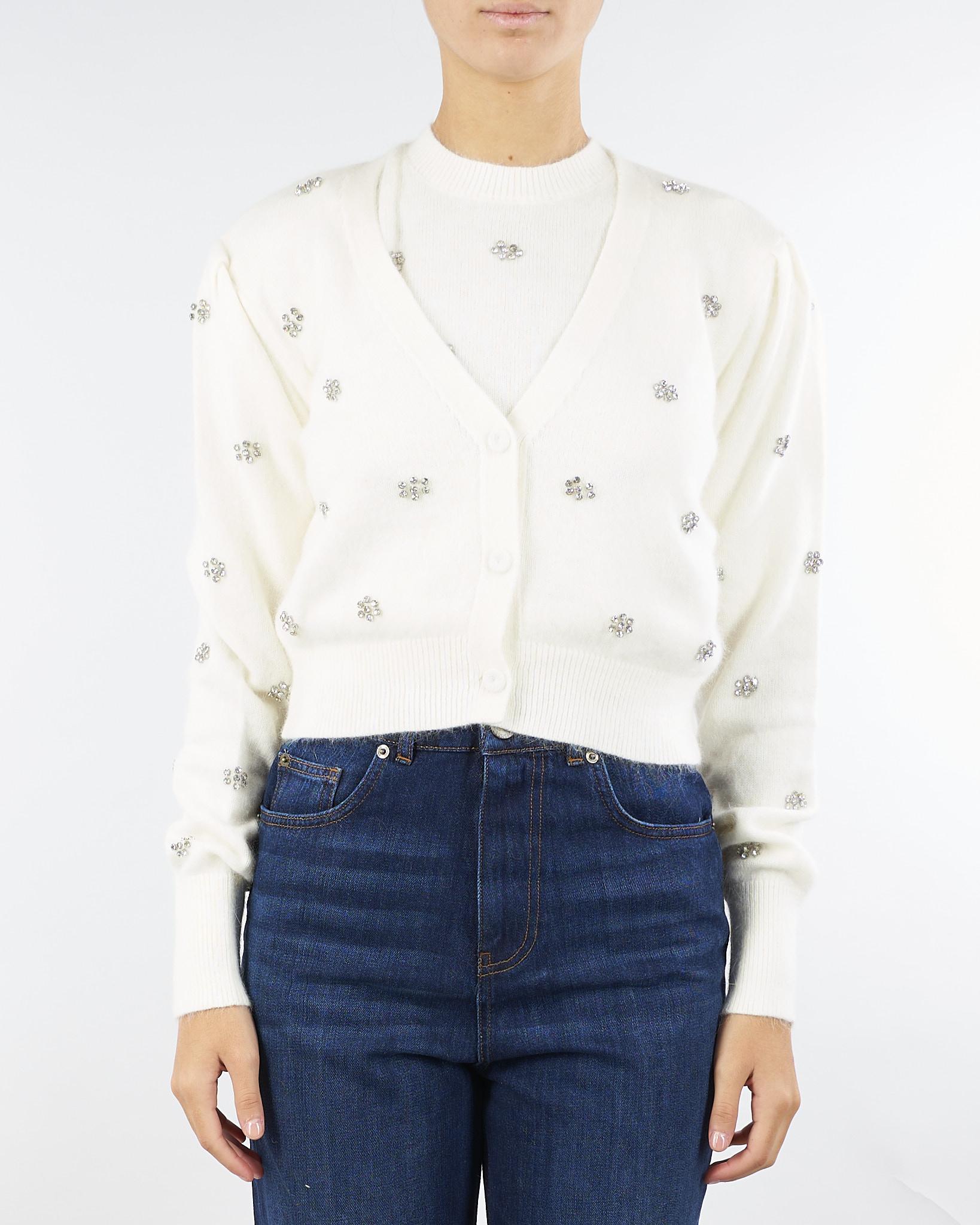 Cardigan Panna in misto angora con ricamo TT3180 282 TWIN SET 