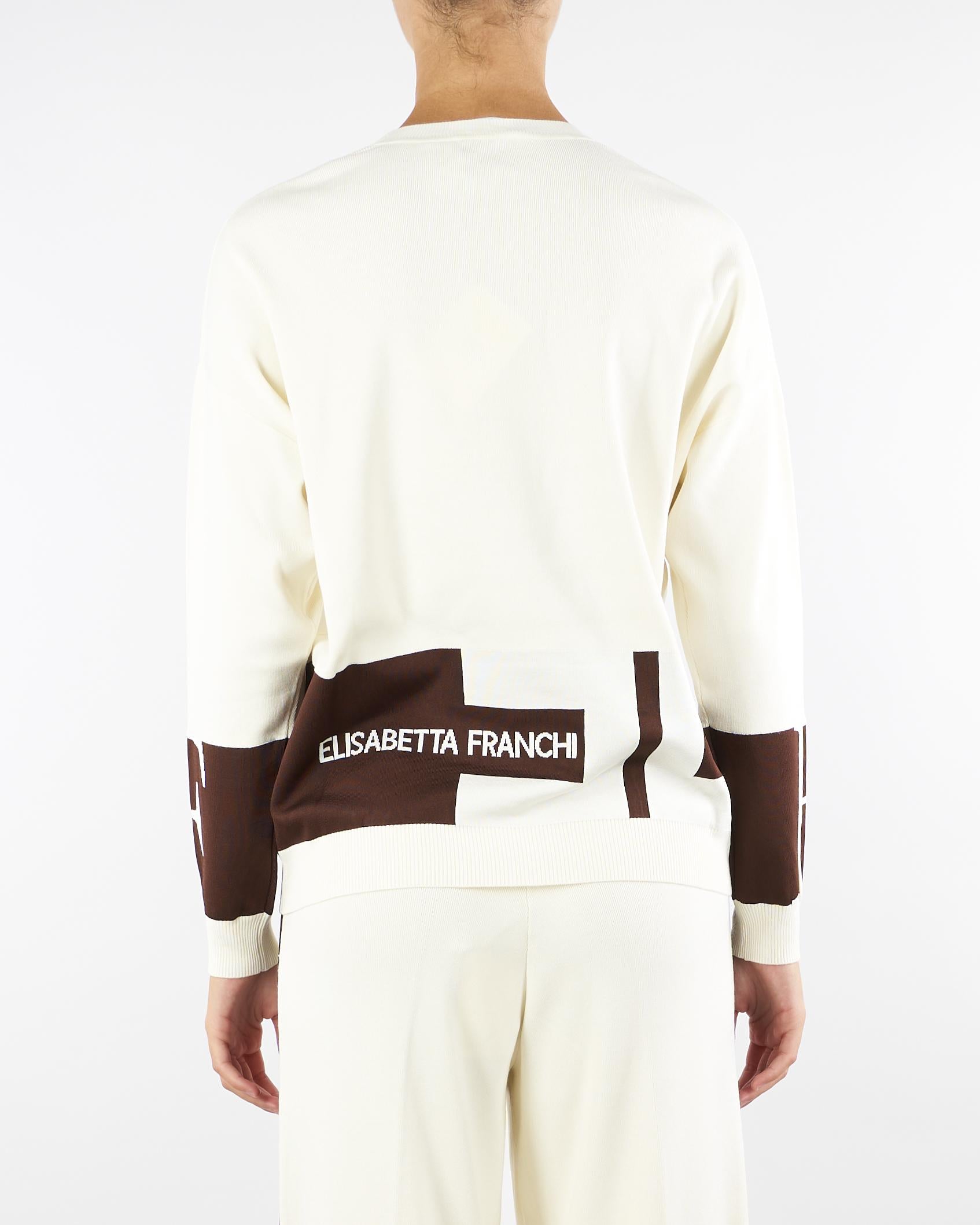 Maglia Milk-Coffee in viscosa con bande lucide MK01S56E2 EG2 ELISABETTA FRANCHI 