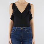 Body Nero in maglia punto stoffa con volant BK86B62E2 110 ELISABETTA FRANCHI 