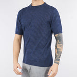Maglia Blu in misto lino e cotone