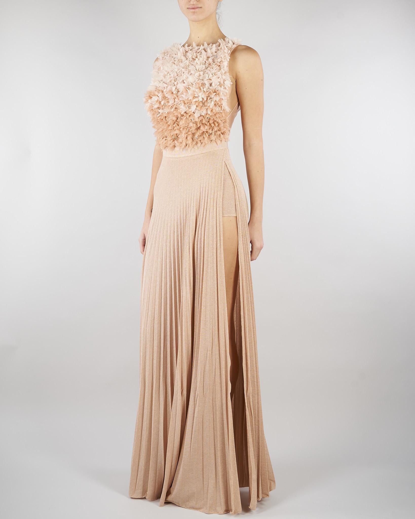 Abito Carne-Burro Red Carpet in tulle e jersey lurex ABR4462E2 X81 ELISABETTA FRANCHI 