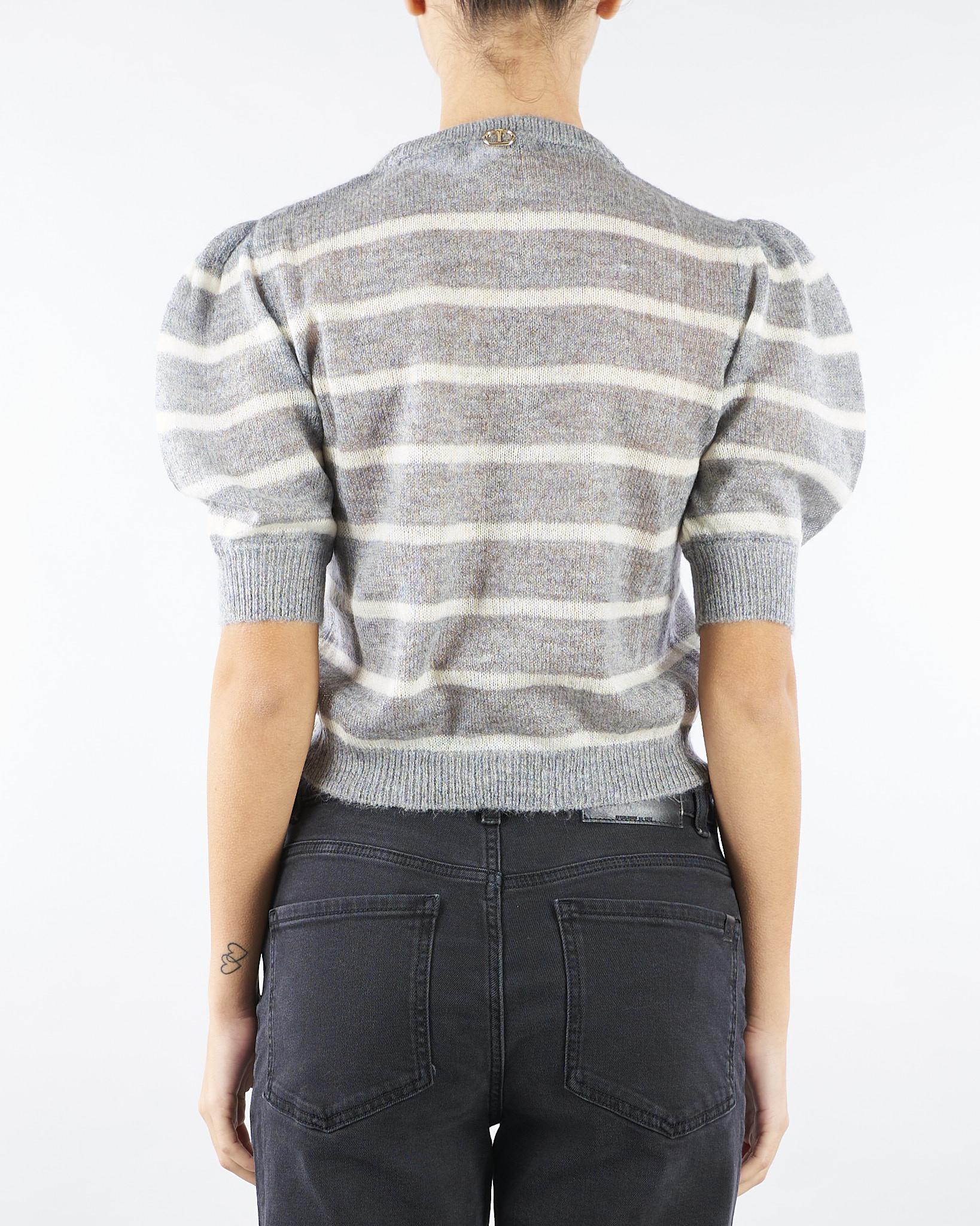 Maglia Grigio-Panna in misto mohair con pizzo TP3251 12756 TWIN SET 