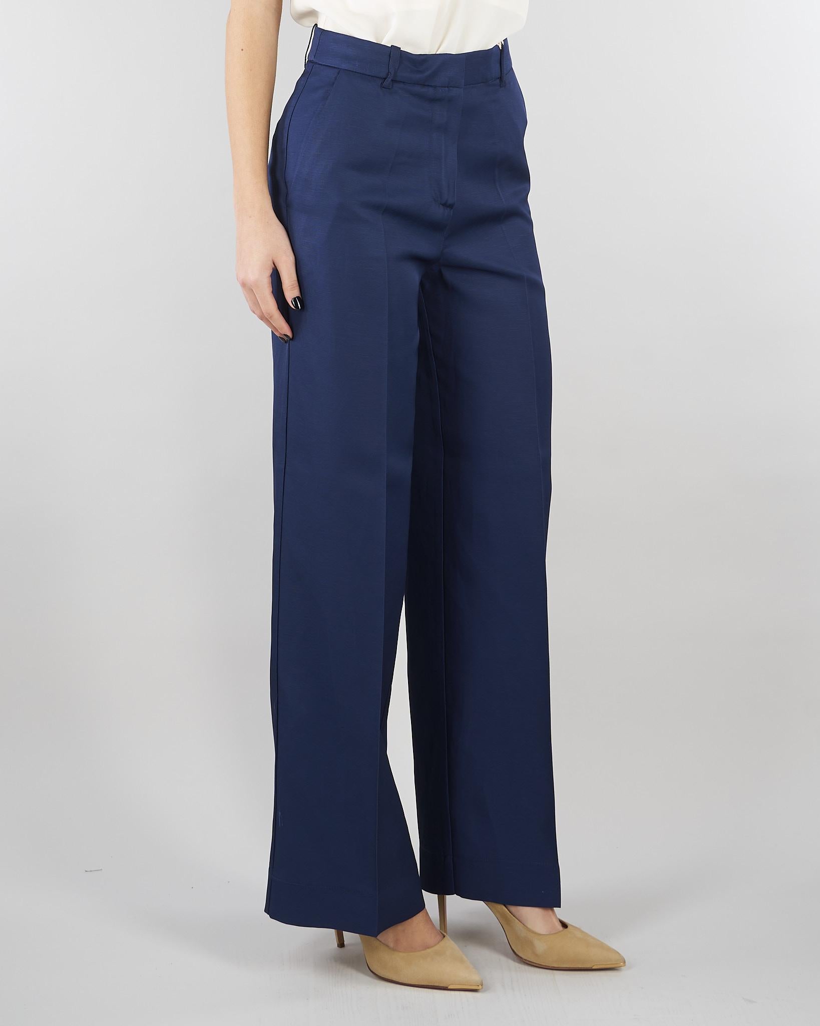 Pantalone Blu in misto viscosa e lino SP5CO005 3000 ICONA 