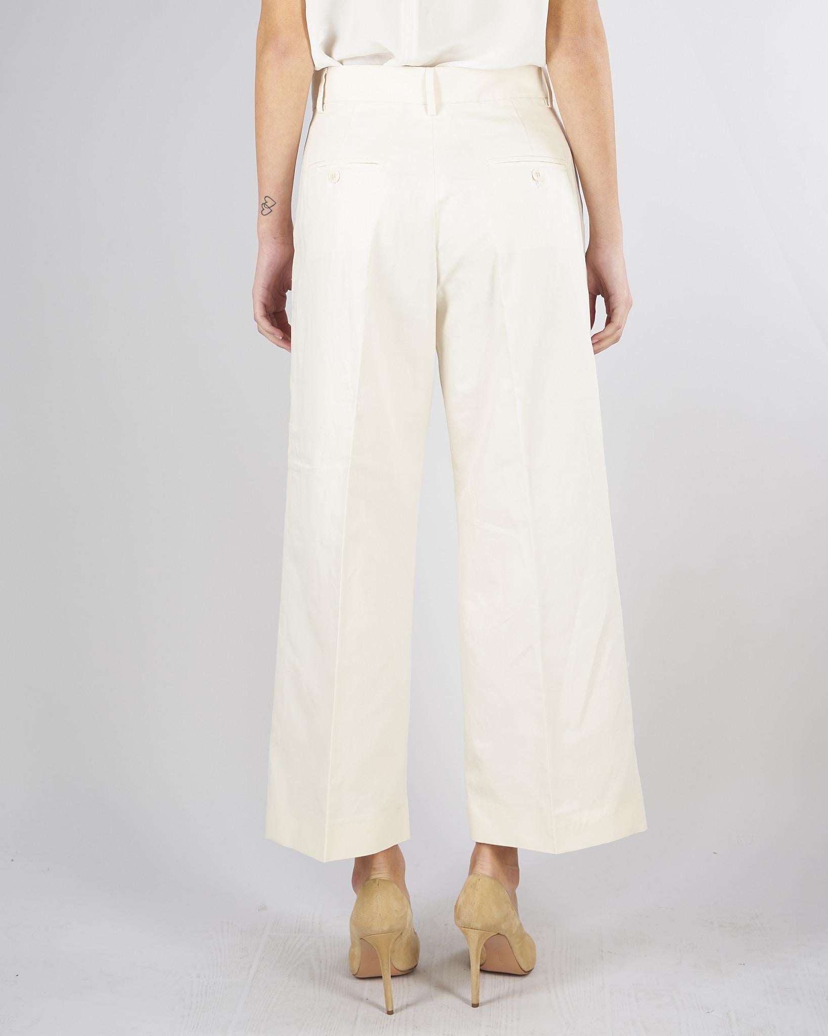 Pantalone Crema in canvas di cotone e lino WKDZIRCONE 1 MAX MARA WEEKEND 