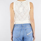 Top Burro in maglia a losanghe con perle TP3202 59 TWIN SET 