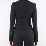 Giacca Nero in doppio crêpe con dettagli zip GI17356E2 110 ELISABETTA FRANCHI 