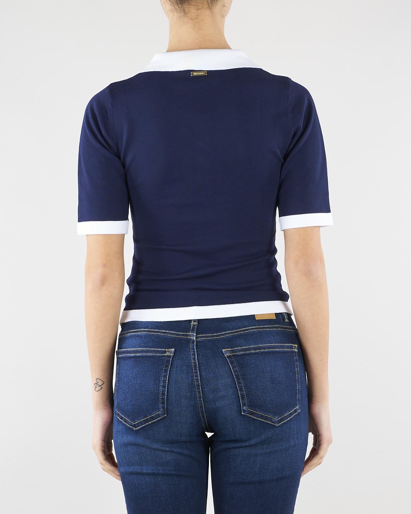 Maglia Blu-Panna con profili a contrasto NS137 89 NO SECRETS 