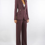 Giacca Merlot in crêpe leggero con dettagli gioiello GI17556E2 EA4 ELISABETTA FRANCHI 