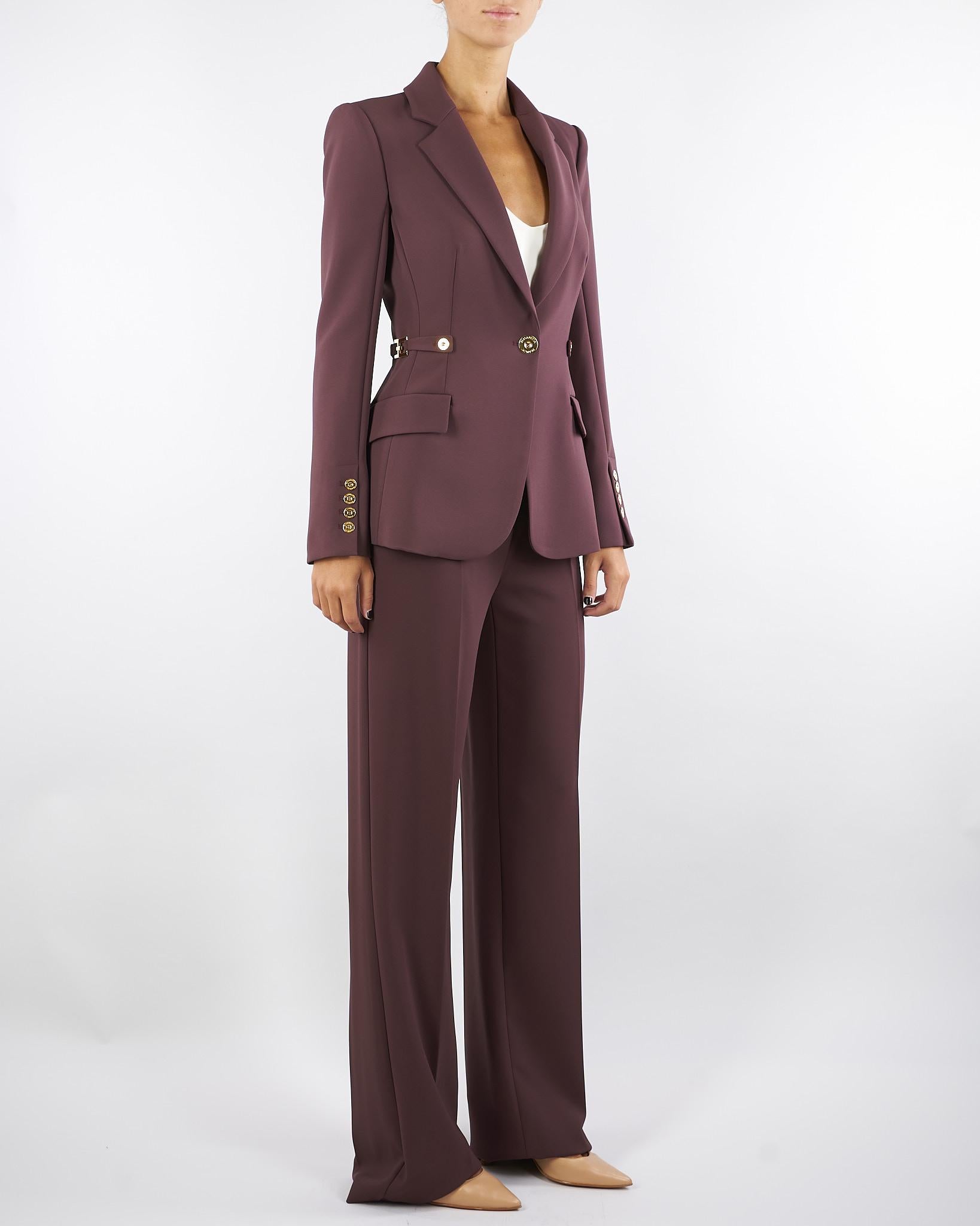 Giacca Merlot in crêpe leggero con dettagli gioiello GI17556E2 EA4 ELISABETTA FRANCHI 