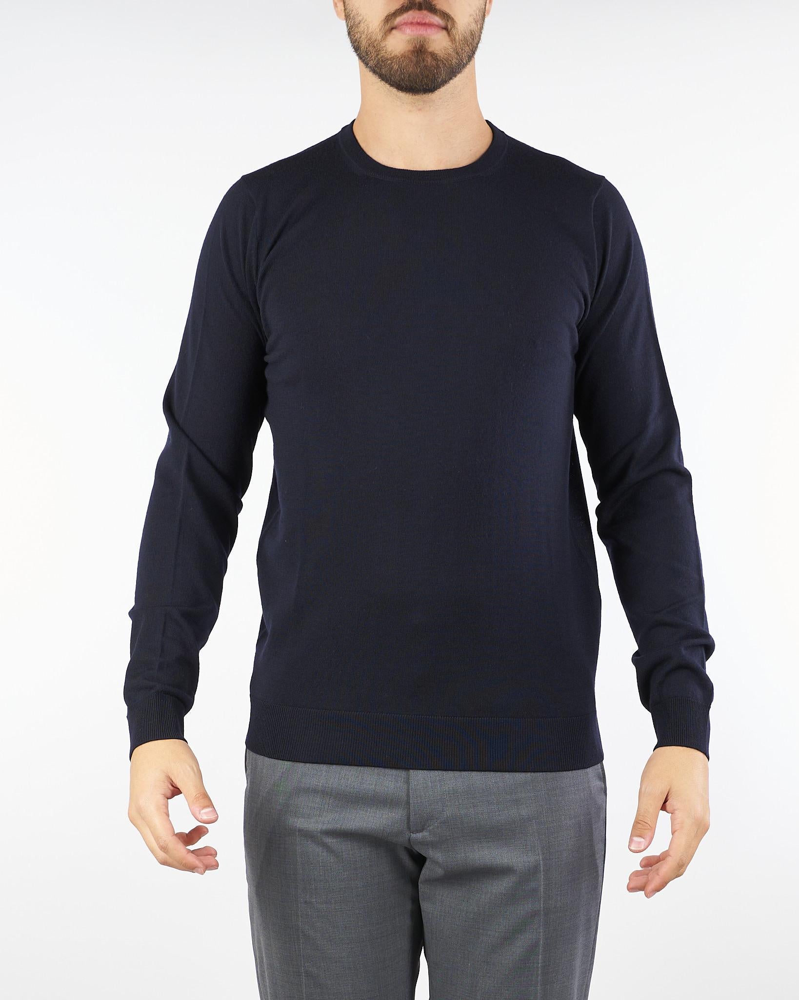 Maglia Blu in lana merinos 30618 400 JEORDIE'S 