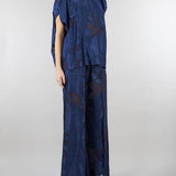 Pantalo jacquard Blu wide leg SP5MR028 3000 ICONA 