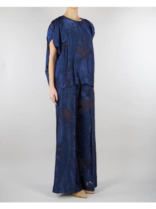 Pantalo jacquard Blu wide leg SP5MR028 3000 ICONA 