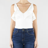Body Avorio in maglia punto stoffa con volant BK86B62E2 360 ELISABETTA FRANCHI 