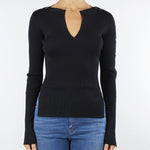 Maglia Nero a costine con scollo a V<BR/> 8K0328K280 K103 PATRIZIA PEPE 