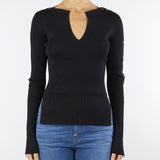 Maglia Nero a costine con scollo a V<BR/> 8K0328K280 K103 PATRIZIA PEPE 