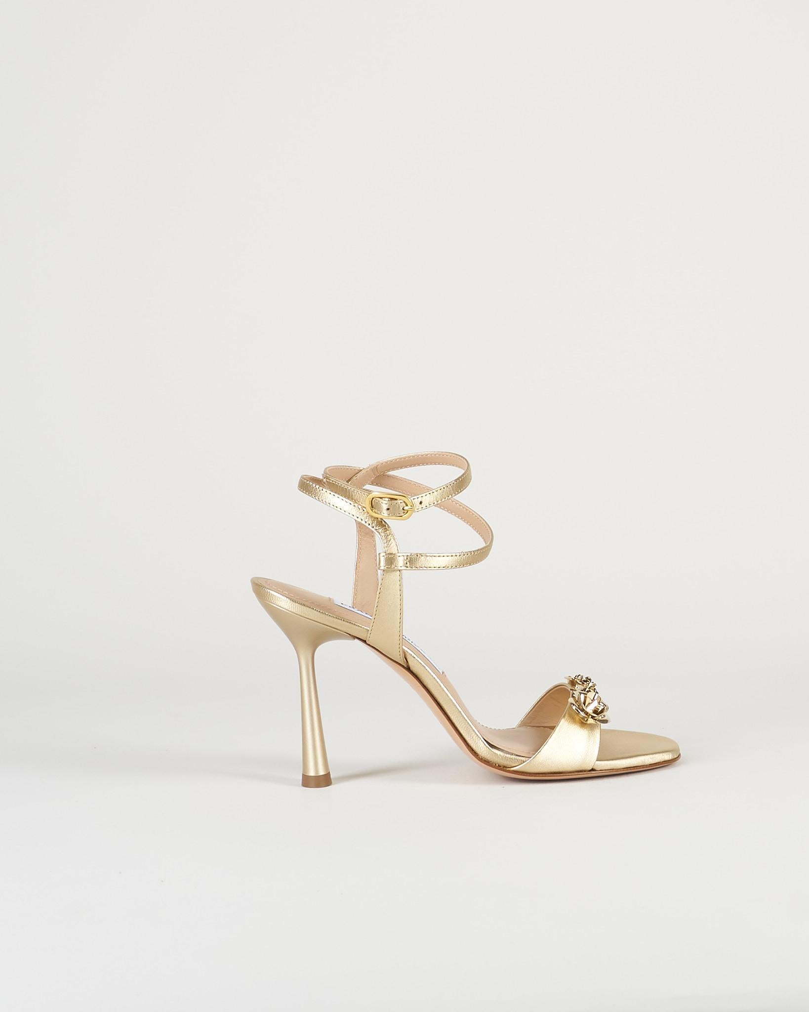 Sandalo Oro in raso con accessorio gold 7590 18 FRANCESCO SACCO 