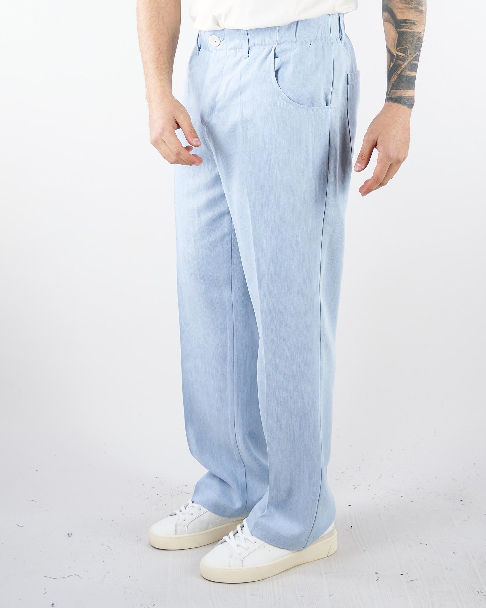 Pantalone Celeste con gamba e fondo ampio PAU3DICI039B 30 3DICI 