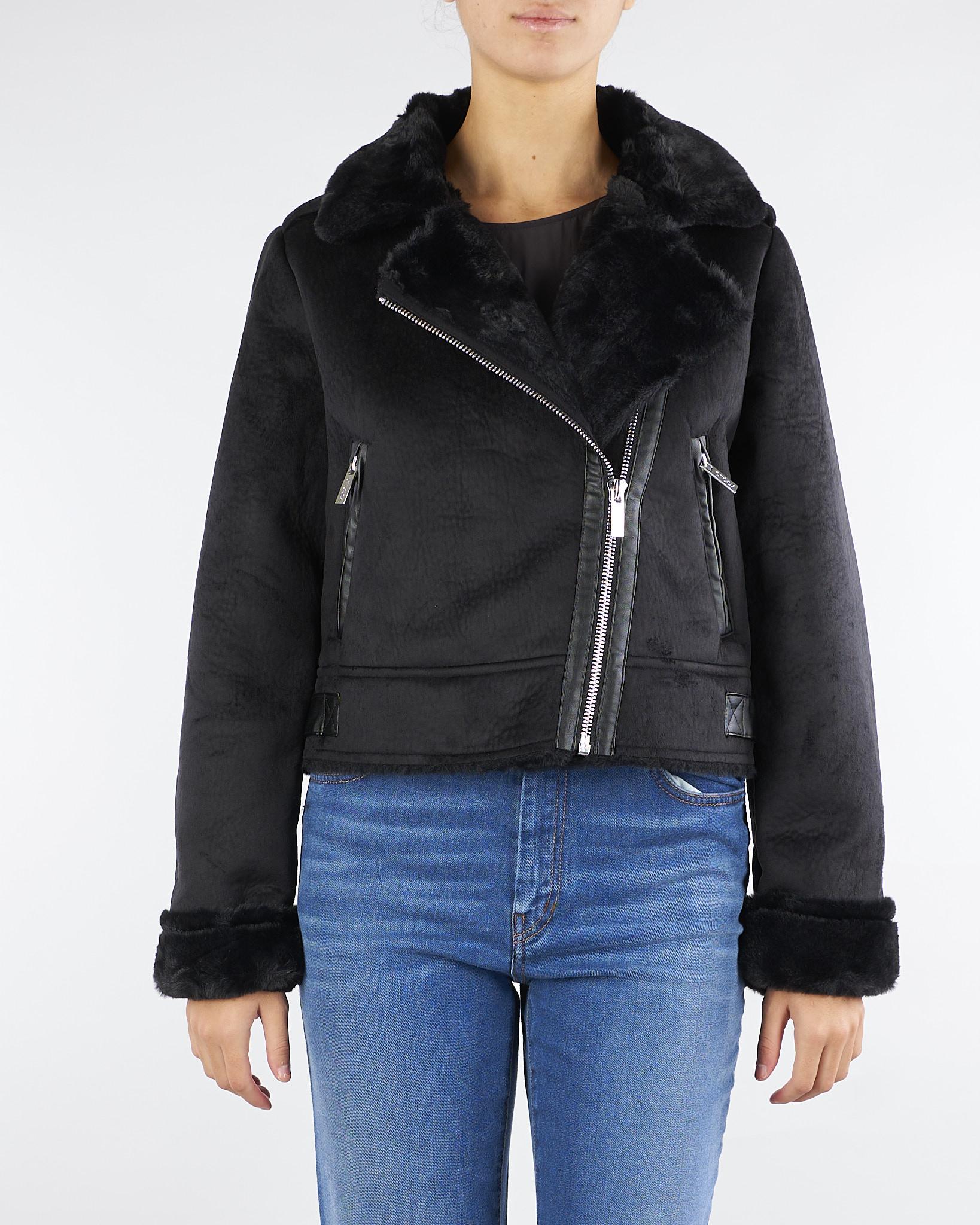 Giubbotto Nero Cropped Effetto Scamosciato TF0090 99 VICOLO 