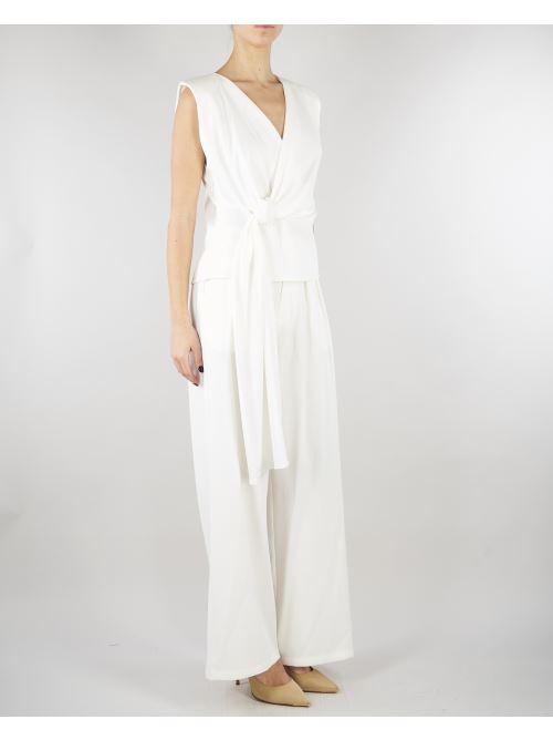 Pantalone Bianco wide leg con elastico SS260084 1 ELEH 