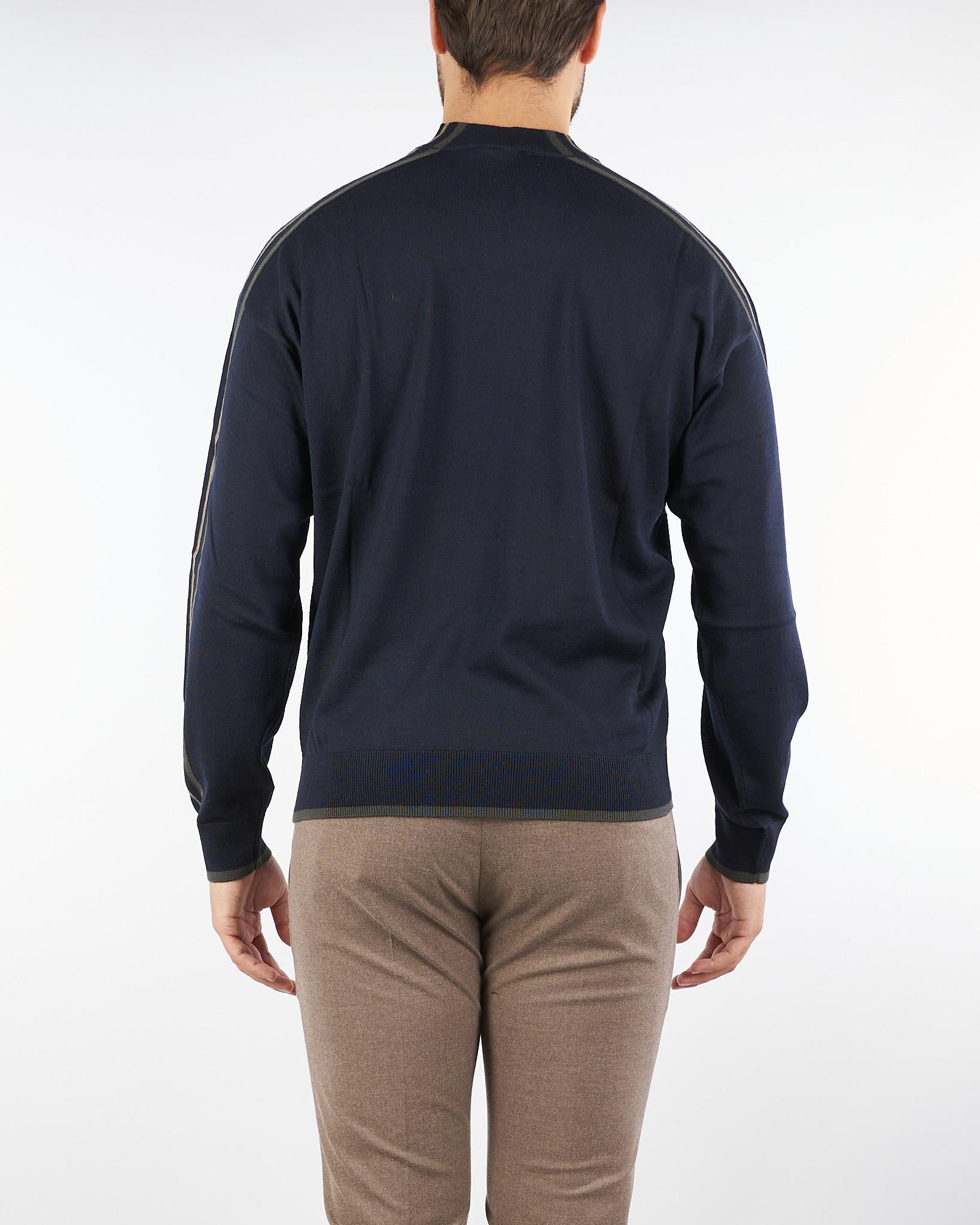 Maglia Blu in lana vergine con righe sulle maniche EM002423AF141991 FB070 EMPORIO ARMANI 