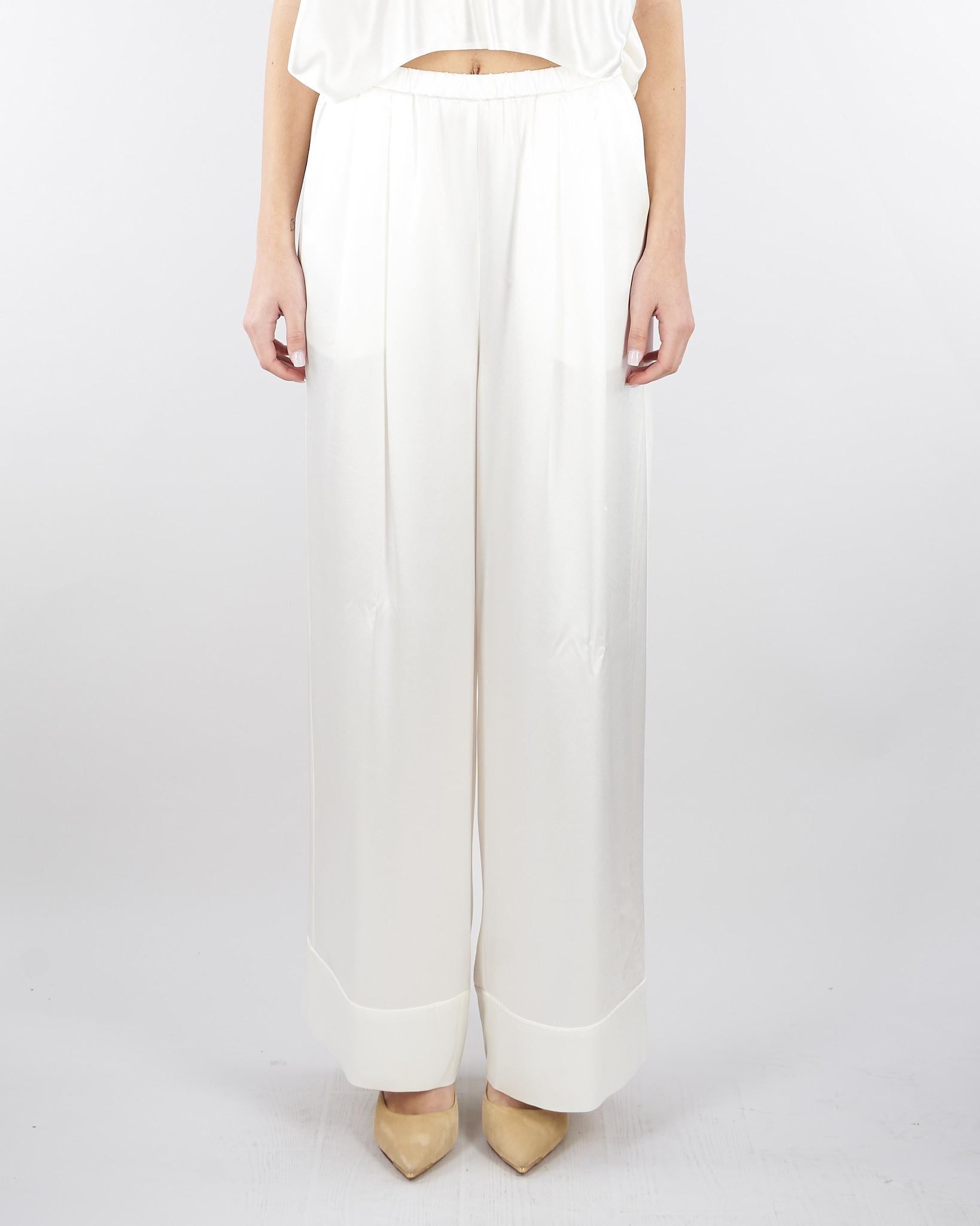 Pantalone Bianco in satin con elastico in vita SS260046 1 ELEH 