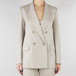 Blazer Doppiopetto Gessato Beige Collo a Lancia TAB0228 35 VICOLO 