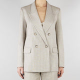 Blazer Doppiopetto Gessato Beige Collo a Lancia TAB0228 35 VICOLO 