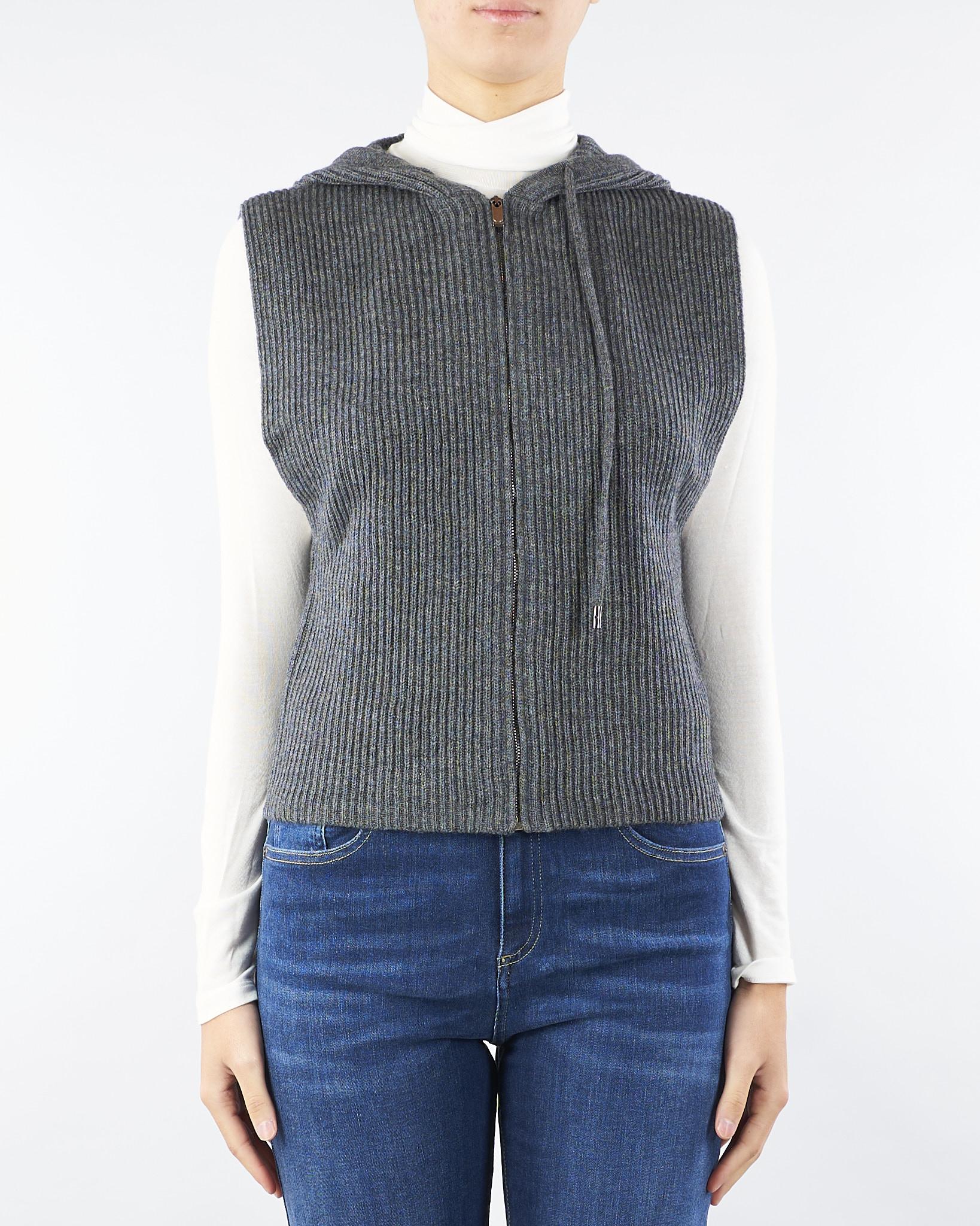 Gilet Antracite con cappuccio in lana e cachemire MESCAL 10 MAX MARA STUDIO 