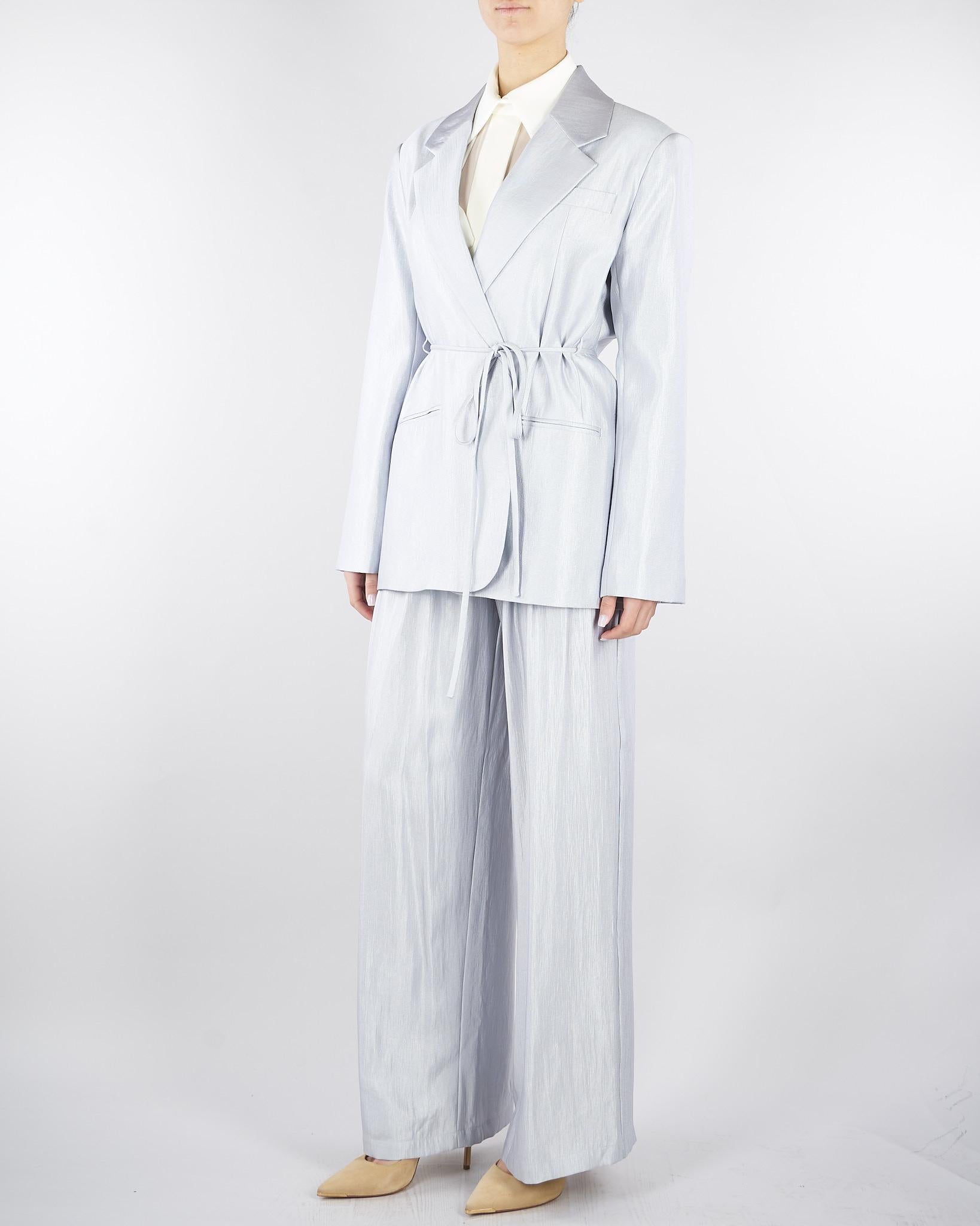 Blazer Celeste in satin lamè con lacci in vita SS260402 25 ELEH 