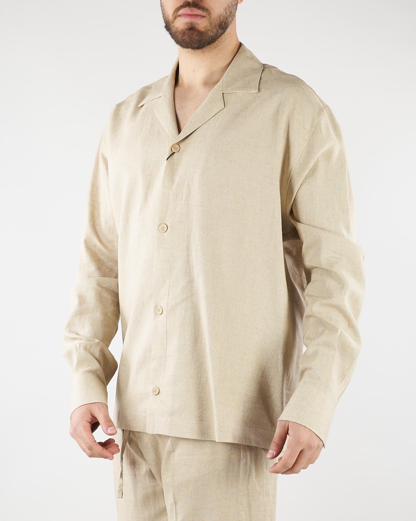 Camicia Beige in lino CA3638 25 I'M BRIAN 