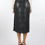 Gonna Nero in ecopelle con ricamo D47EO015E5C MF099 ERMANNO BY ERMANNO SCERVINO 