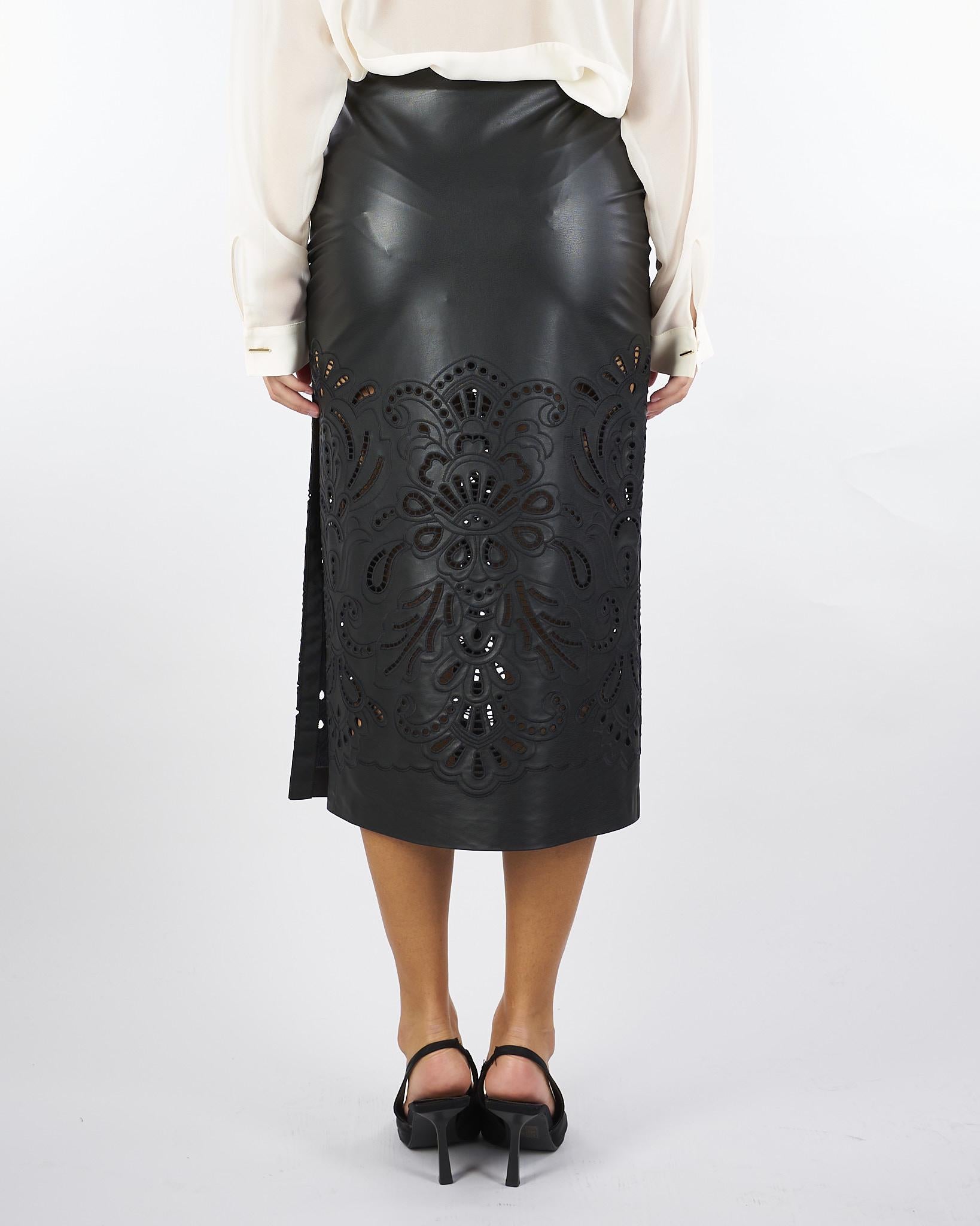 Gonna Nero in ecopelle con ricamo D47EO015E5C MF099 ERMANNO BY ERMANNO SCERVINO 