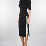 Top Nero-Burro in maglia con bande in viscosa lucida MK67S61E2 685 ELISABETTA FRANCHI 