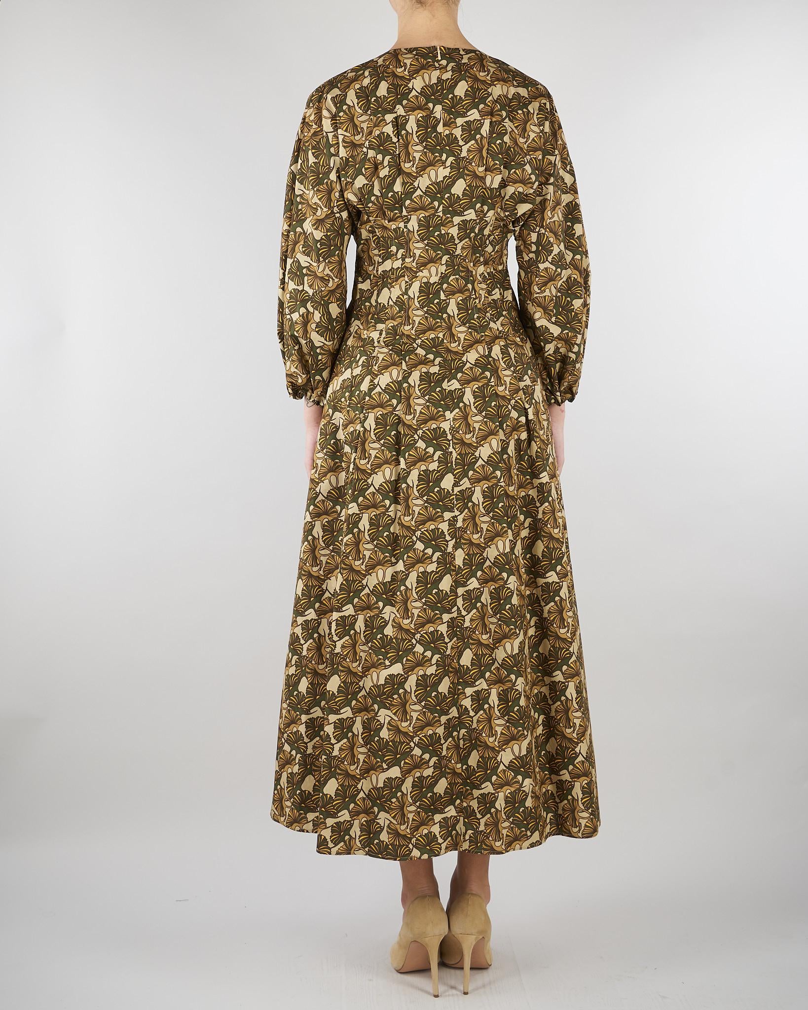 Abito Beige-Verde in popeline di cotone stampato MSTASTICE 5 MAX MARA STUDIO 